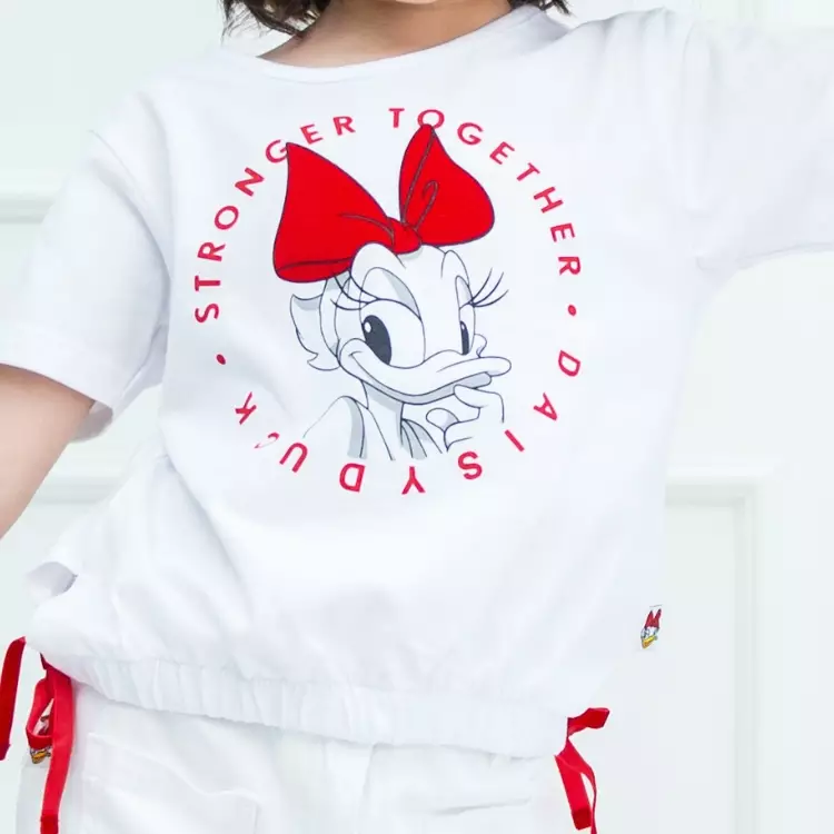 Crop White Tshirt/ Kaos Crop Putih Anak/ Daisy Duck Love It