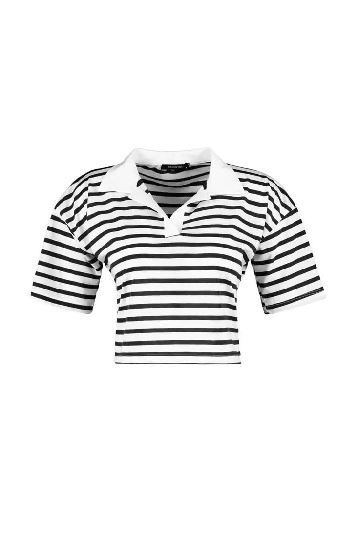 Stripe Boxy Polo Shirt