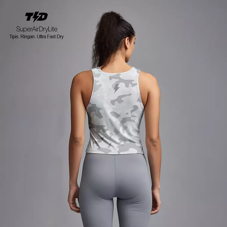 LSC46 Crop Tank Top Olahraga Camo Warna Ice Grey SuperAirDry Lite