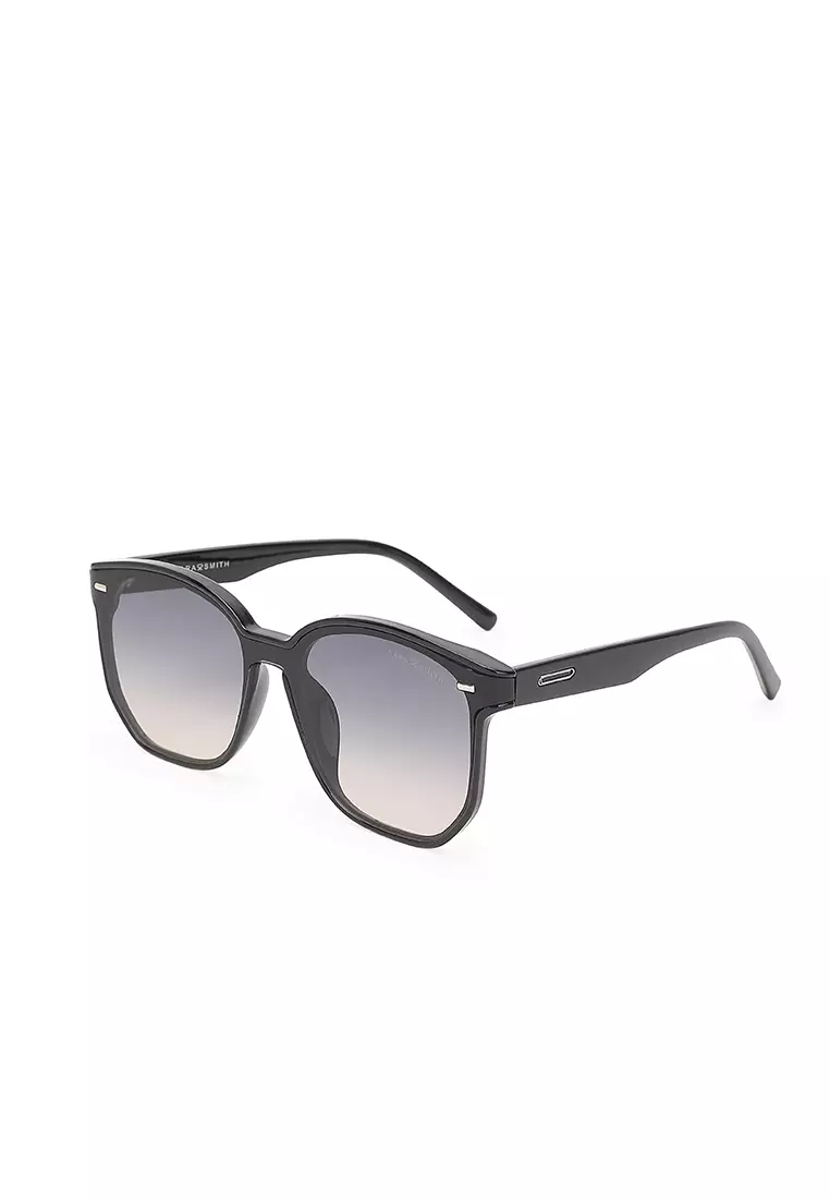 Unisex Fashion Sunglasses - Glossy Black / Grey-Orange