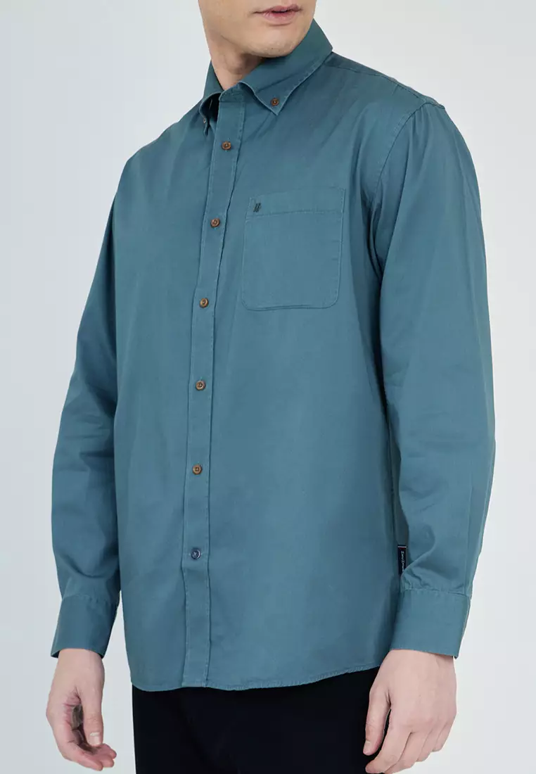 Button Down Twill Casual Long Sleeve Shirt
