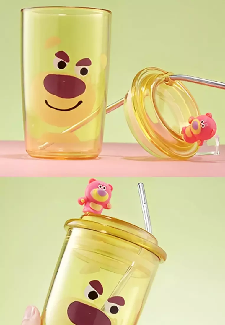 Wakakids Gelas Minum Plastik Transparan Botol Aesthetic Karakter dengan Sedotan Free Sticker 400ml K330 Venrz Pink