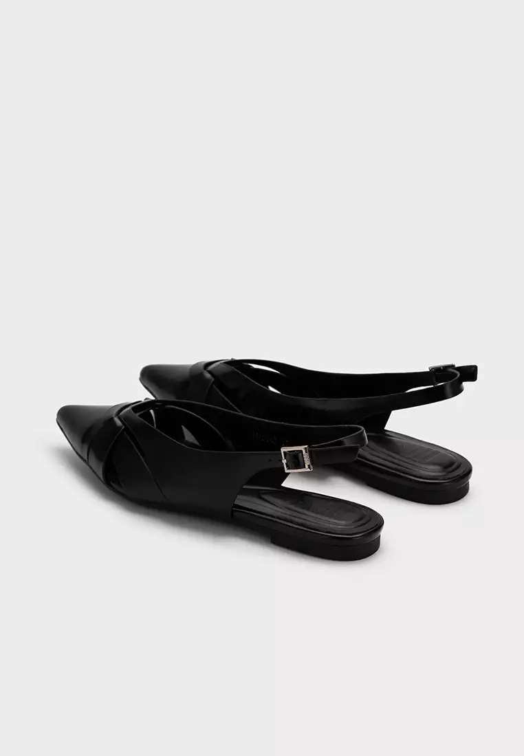 STRAPPY POINTED TOE SLINGBACK FLATS 尖头搭扣平底凉鞋