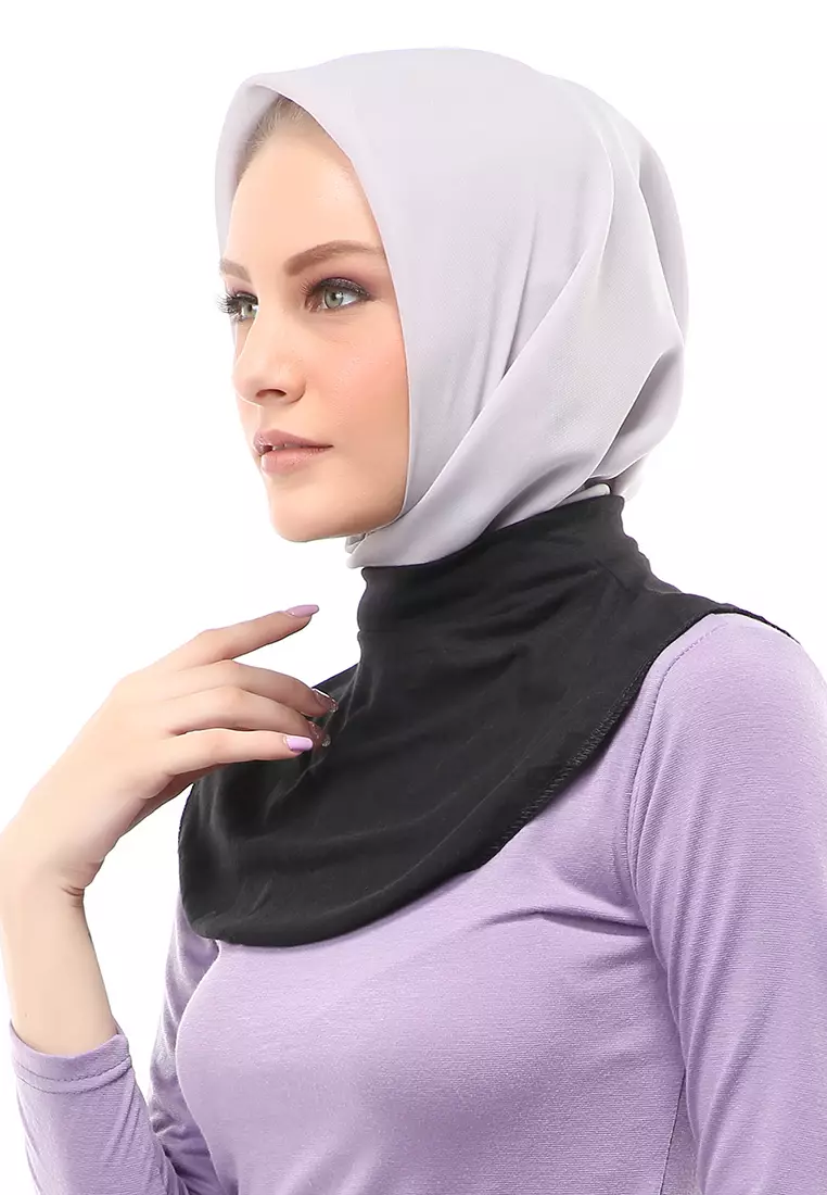Afifah Manset Leher Polos Muslimah Casual Relaxed Fit - Hitam