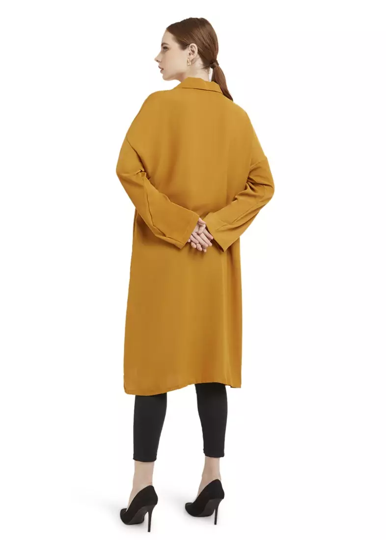 Qalita Tunik Kemeja Wanita Polos Plain Lengan Panjang Premium Quality - Mustard