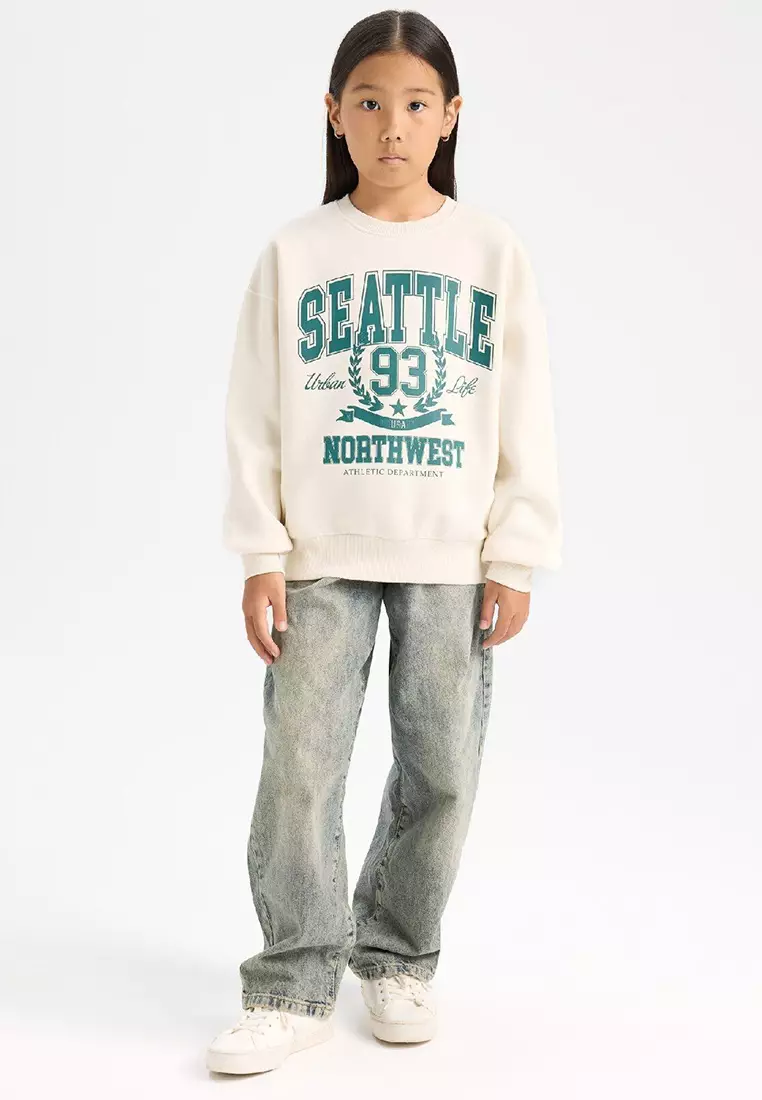 Relax Fit Crew Neck Printed Sweatshirt