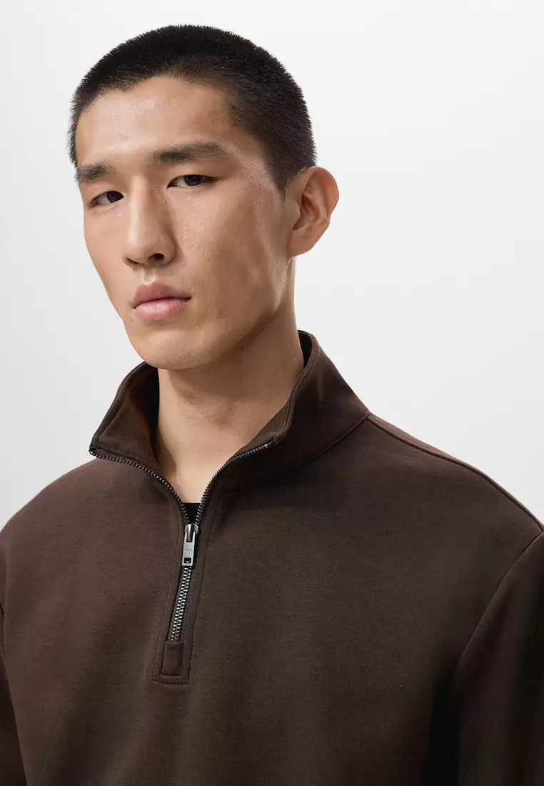 Regular-Fit Cotton Sweatshirt With Zip