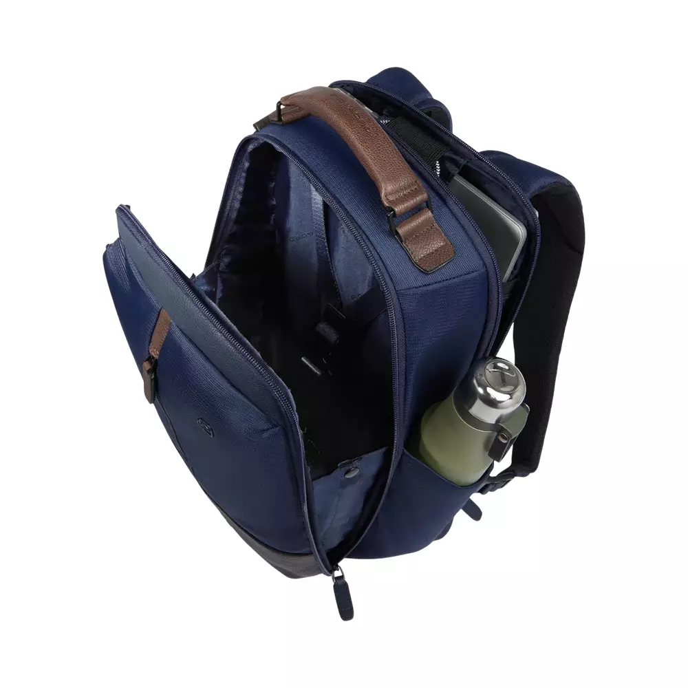 [7.7 SALEBRATION] Recycled Fabric Travel Backpack Blue Dark Brown