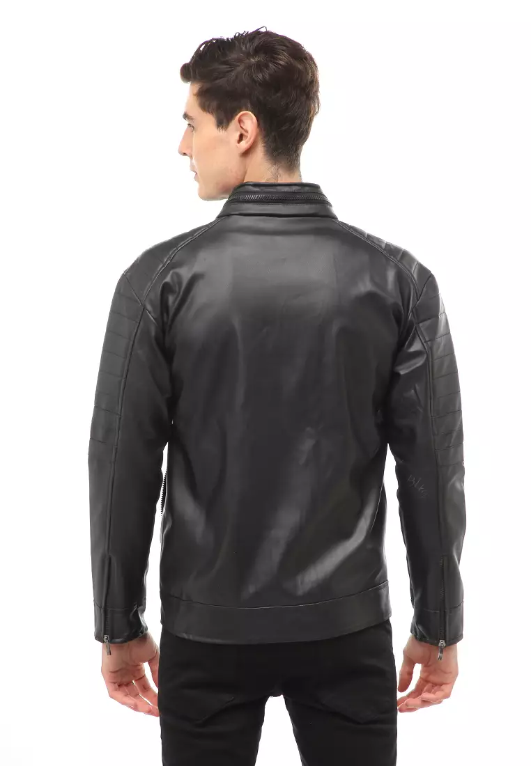 Halbert Outerwear Jaket Kulit Pria Waterproof & Windproof Material Leather ORIGINAL - Black