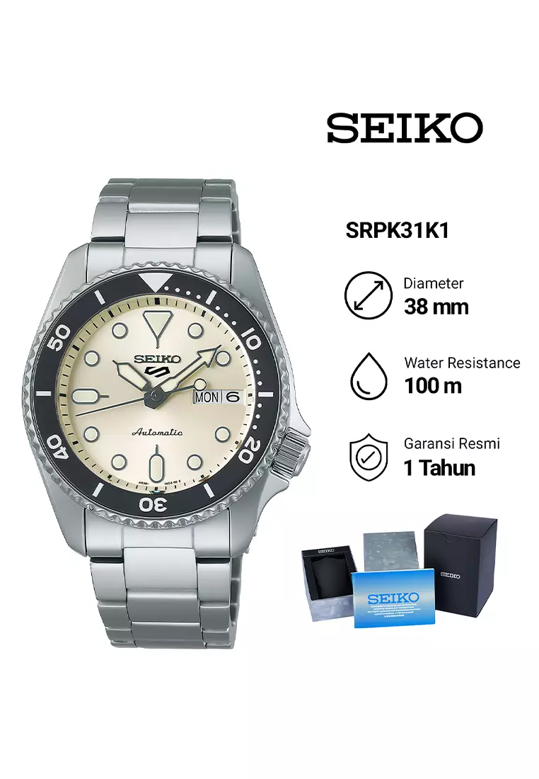 Seiko 5 Sports SRPK31K1 - Jam Tangan Automatic Pria - Silver Stainless Steel