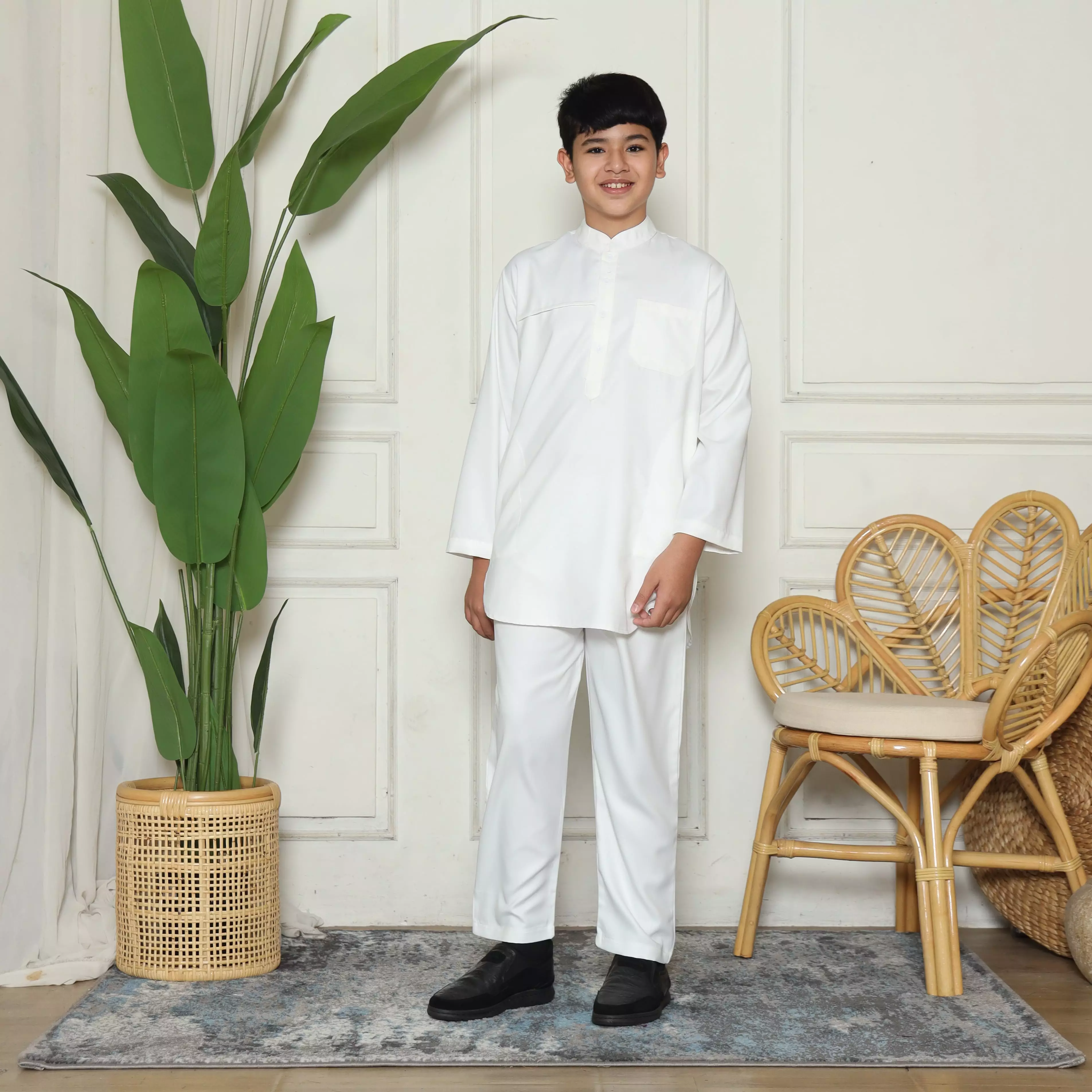 Setelan Baju Koko Pakistan Kurta Couple Anak PKA 10 White BW