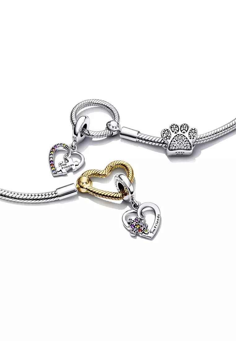 Pandora Puzzle Piece Hearts Splittable Friendship Dangle Charm