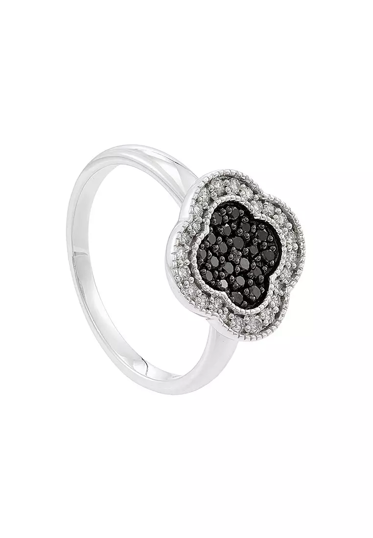 HABIB AL-ZAHRA | Black Diamond Ring in 375/9K White Gold 270550924(R)