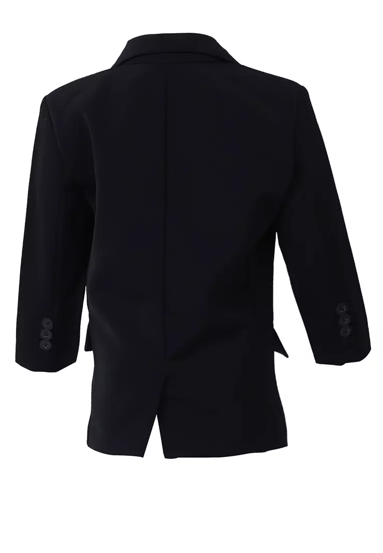 Wesley Jas Formal Anak Pria Plain Motive Full Furing Kids Blazer Material Cotton ORIGINAL - List Black