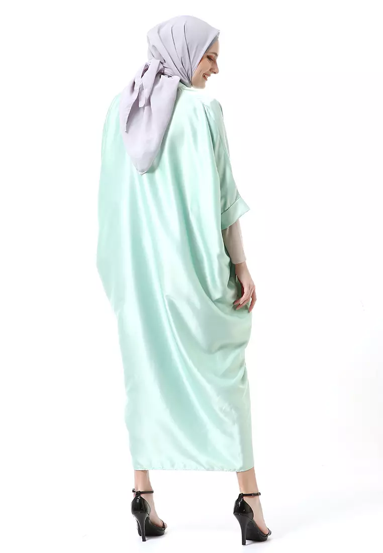 Kahitna Kaftan Pakaian Muslimah Premium Motif Polos High Quality - Mint
