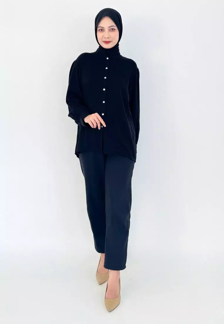 Kemeja Cotton Grenda [Hitam]