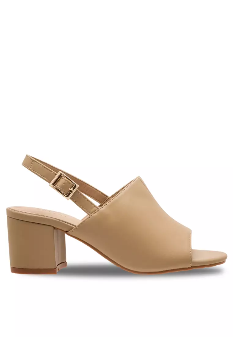 Discount on Noveni  shoes - SKU: Noveni Women Sling Back Faux Leather Strap Casual Heels - 240290161