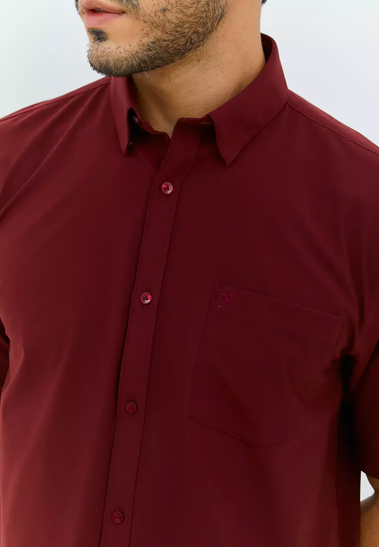 Jobb Minneapolis Kemeja Pria Lengan Pendek Regular Fit Maroon Colour Maroon