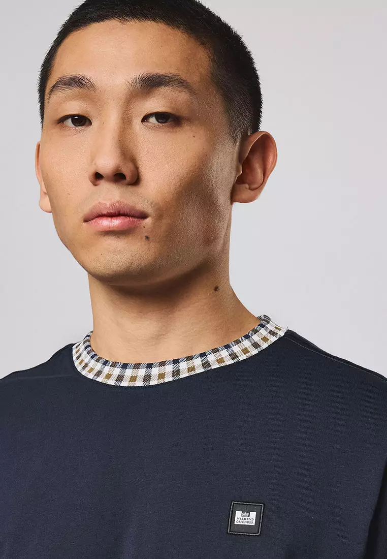 MENS NAVY SILA JACQUARD RIB TEE