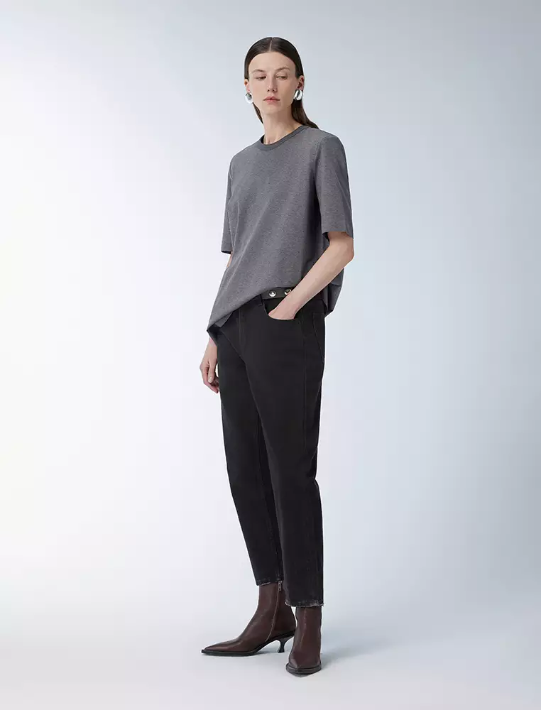 锥形九分铅笔裤