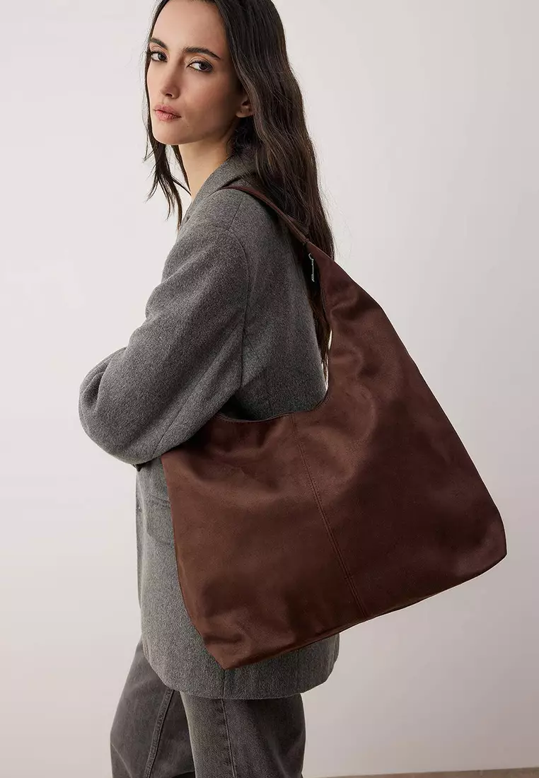 Light Brown Suede Large Maxi Tote Women'S Maxi Size Shoulder Bag Takaw26Oc00045