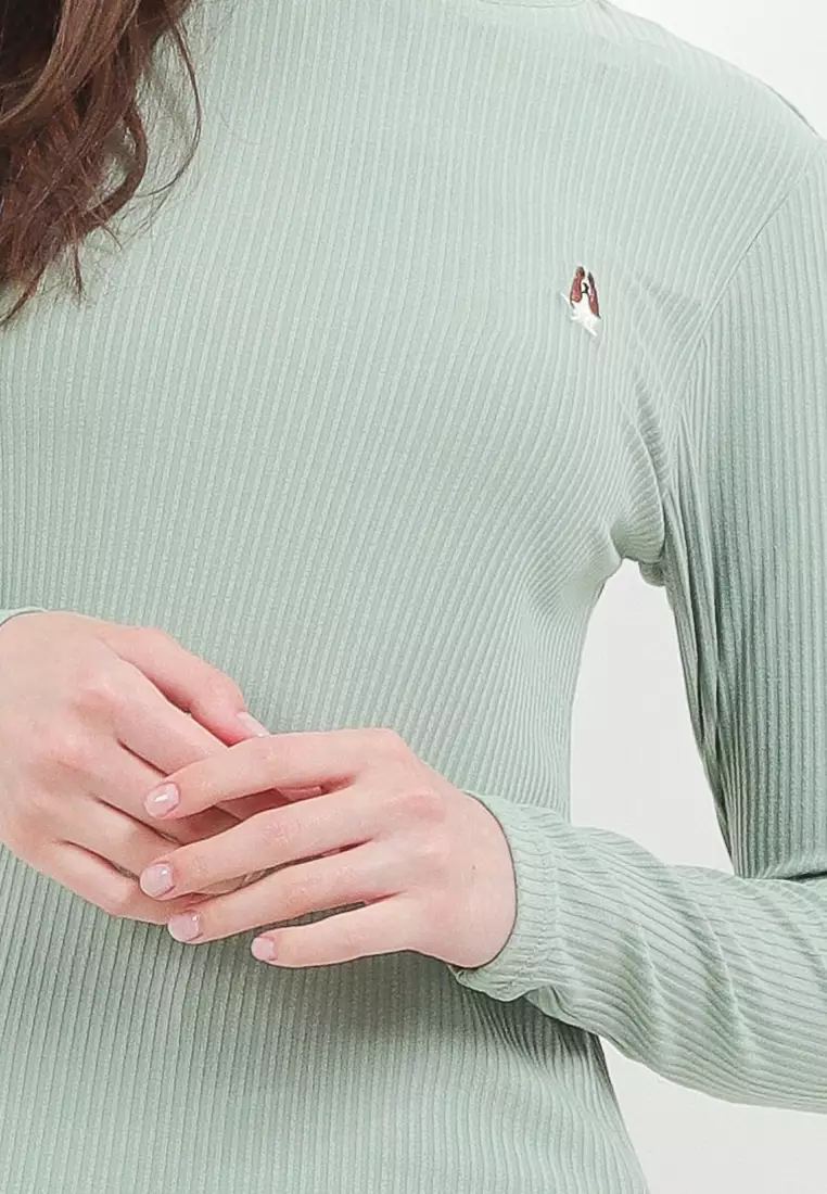 Brunella Mock Neck Ribbed Top