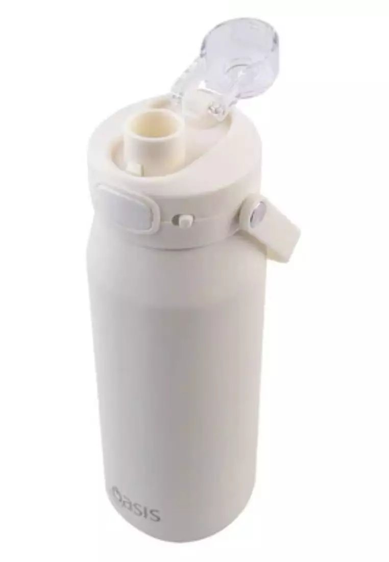 Oasis Ceramic Stainless Steel Triple Wall Capri Quick Release Drink Bottle 750ML - Alabaster