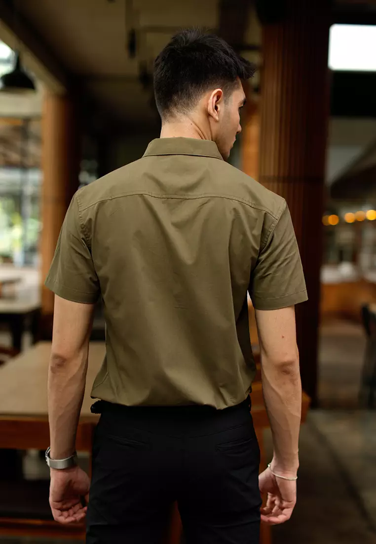 Oxcon Short Sleeve Business Shirt soft cotton Olive