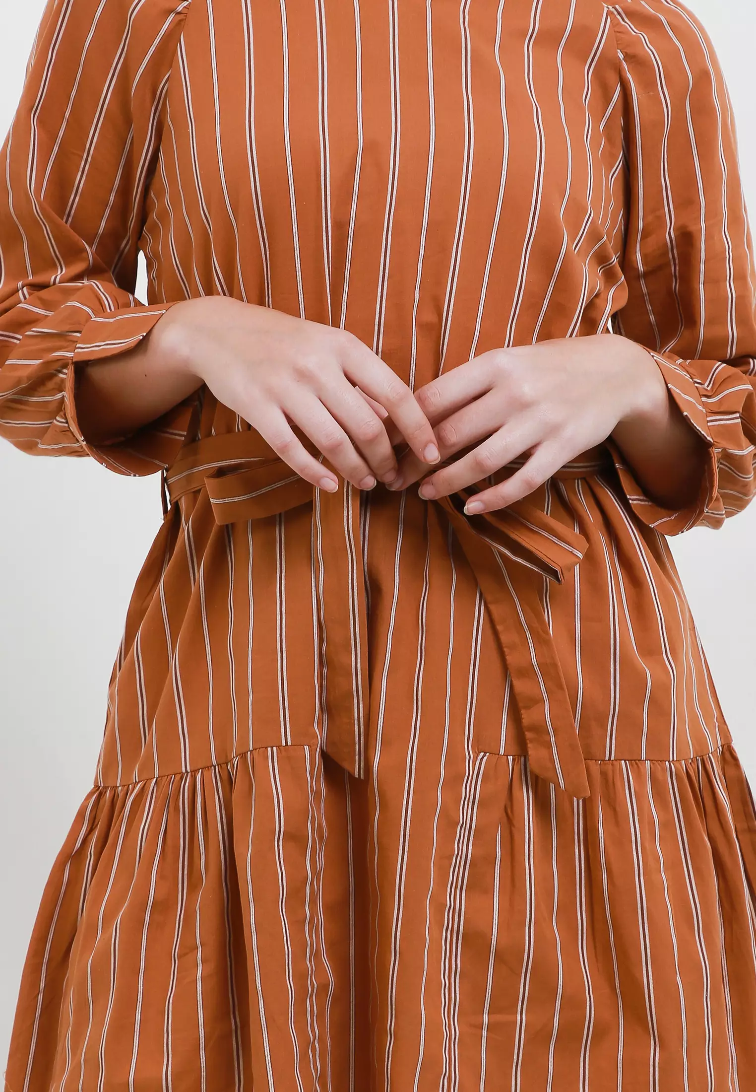 MFMW Okarina Tunik Coklat Motif Salur