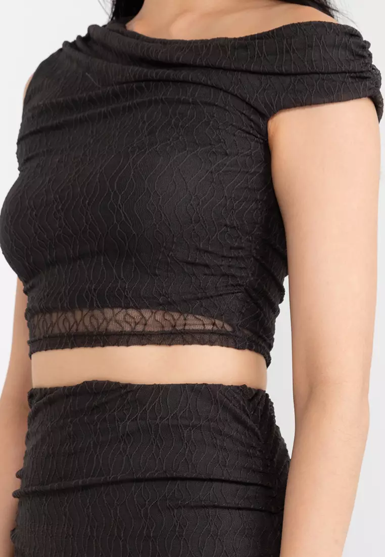 Knitted Off-Shoulder Top & Bottom Set