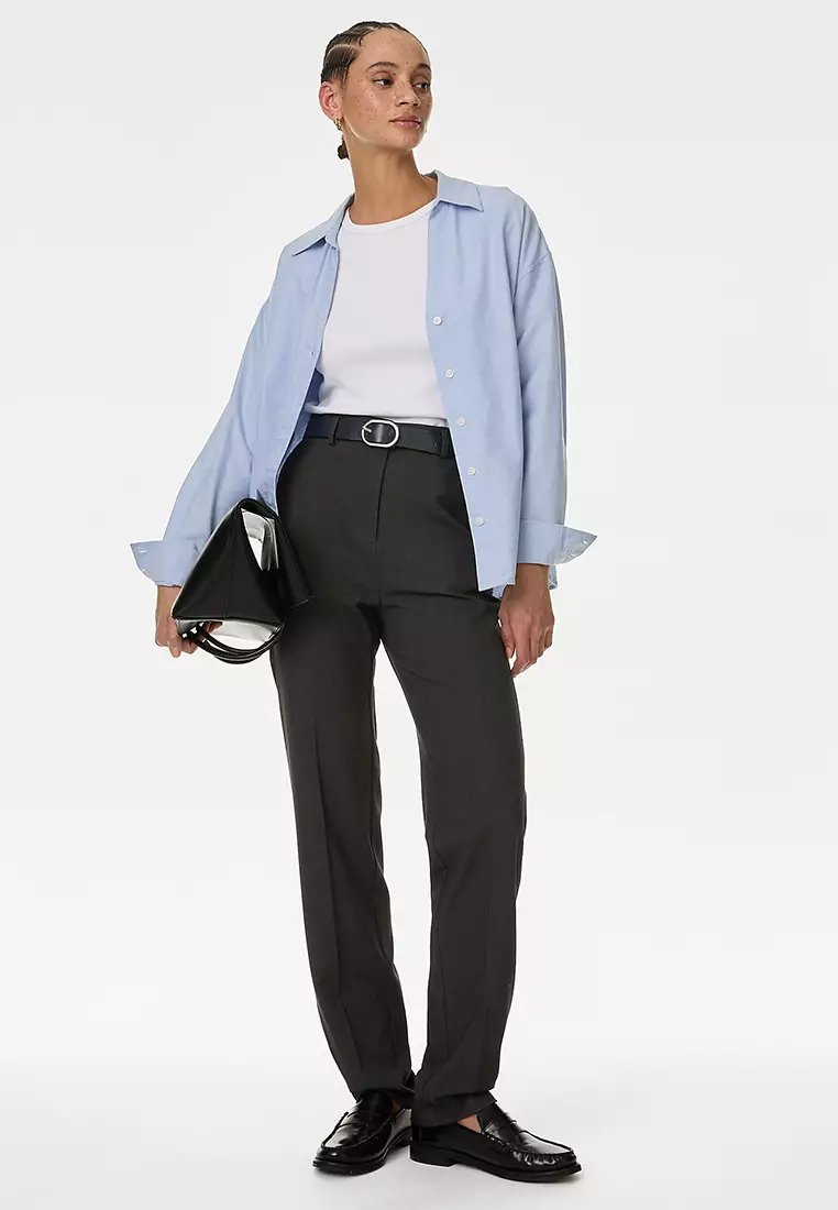 Straight Leg Trousers with Stretch