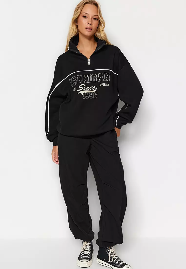 Zipper Printed Sweatshirt