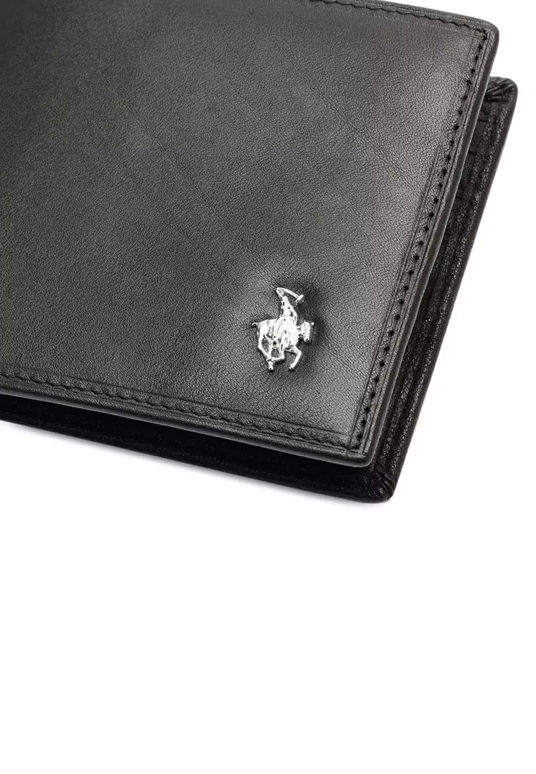 Men's RFID Blocking Tri Fold Wallet with Coin Compartment - Black