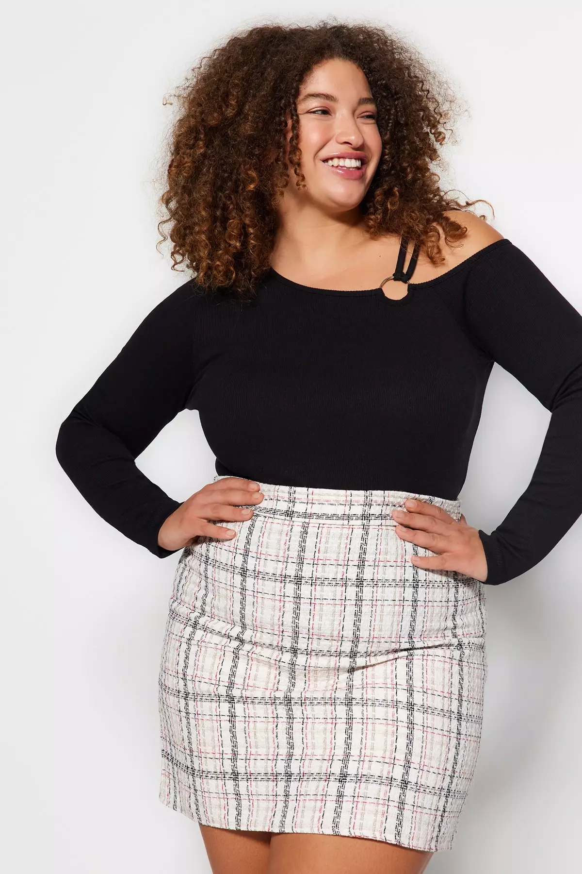 Plus size shop long tweed skirt