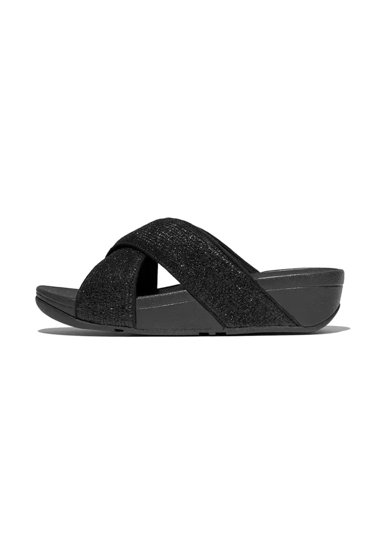 Lulu Crinkled-shimmer Cross Slides