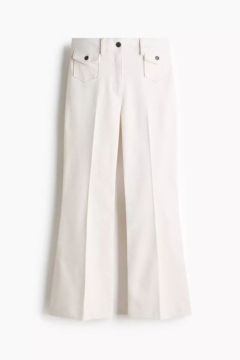 Flared ankle-length trousers