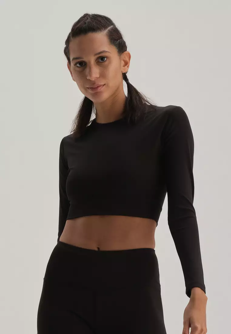 Buy DAGİ Black T-Shirt, Crew Neck, Long Sleeve Activewear for Women 2024  Online