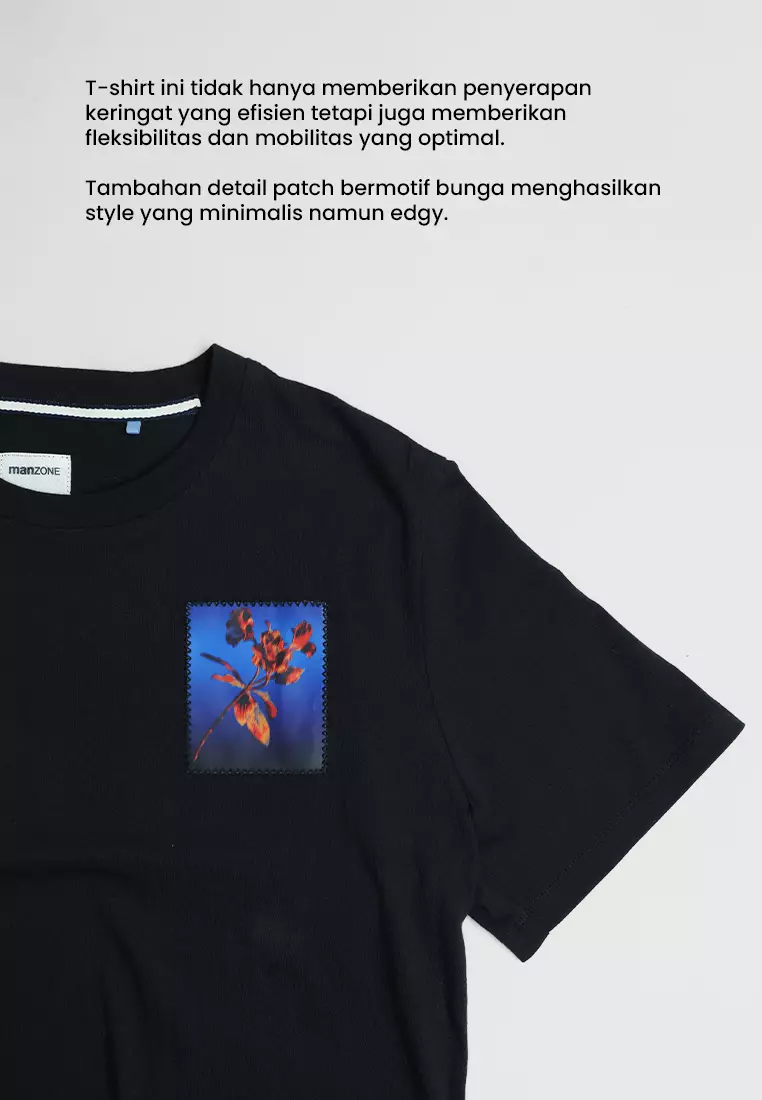 MANZONE - Kaos Lengan Pendek Pria Heat Slim Fit - Black Colour Black