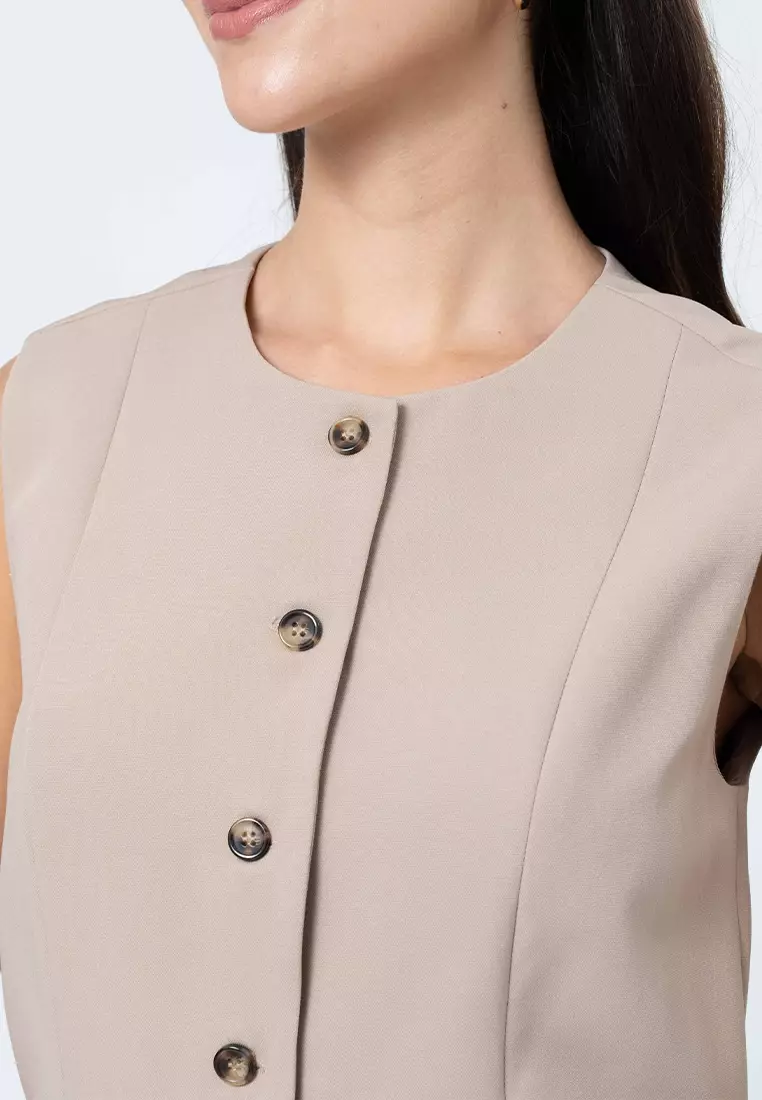 Amara Sleeveless Vest Top with Pocket Flap Details