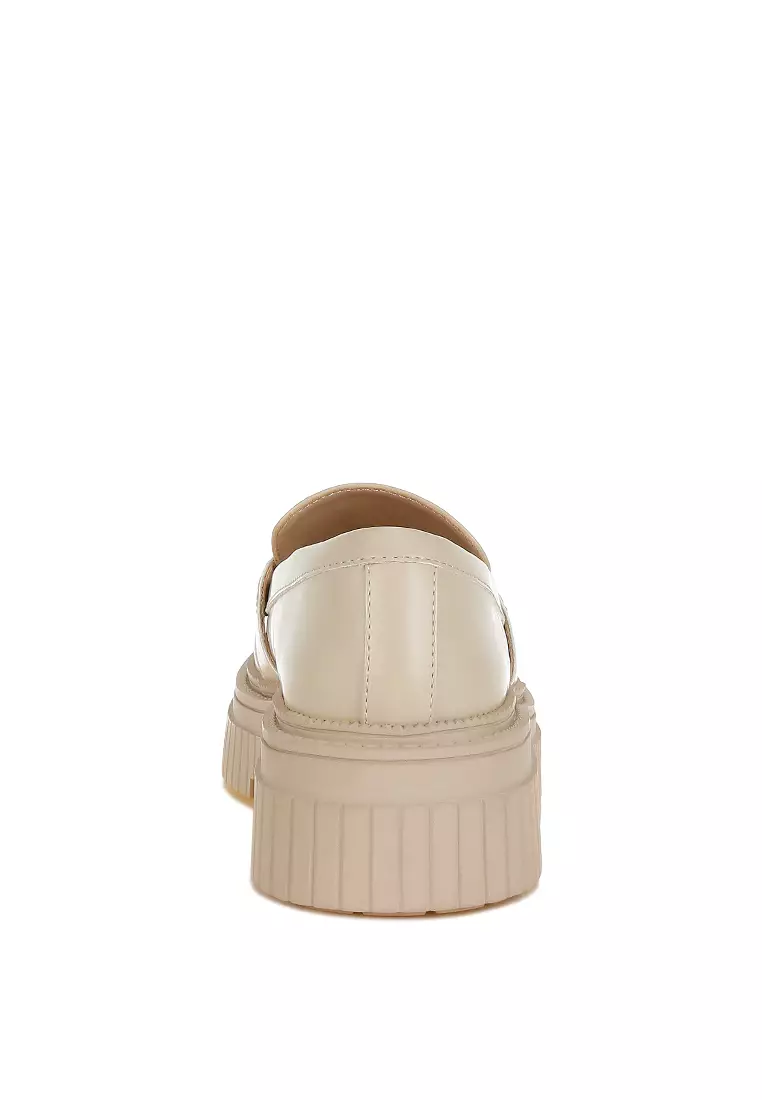 Sepatu Loafer Tebal Horsebit Warna Beige