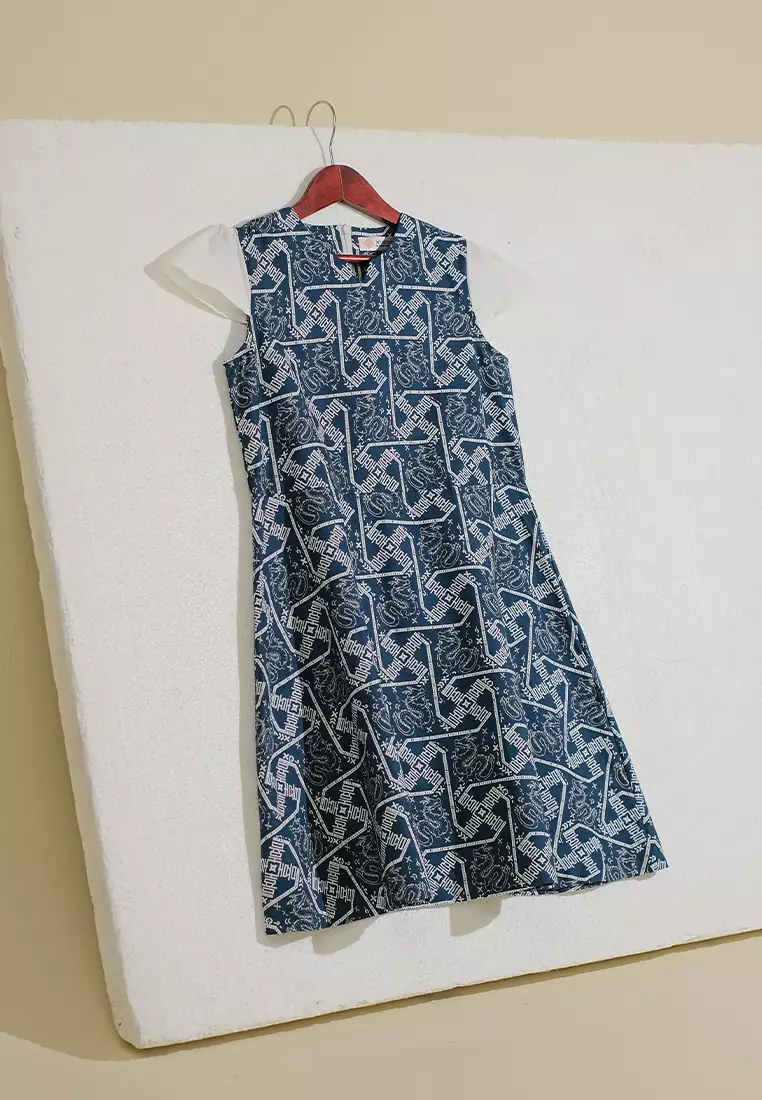 My Aksa Batik Anak Dress Naga Cita Navy
