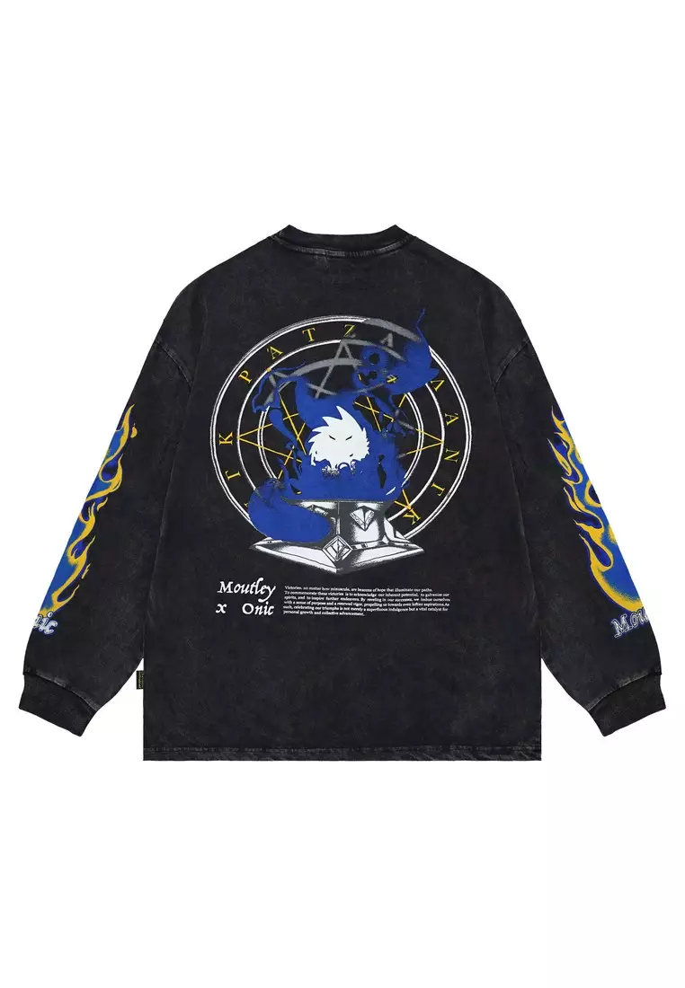 Moutley x Onic - Men's T-Shirt Long Sleeve Oversized Fit Cotton 16s Ghost Mind OL-310325