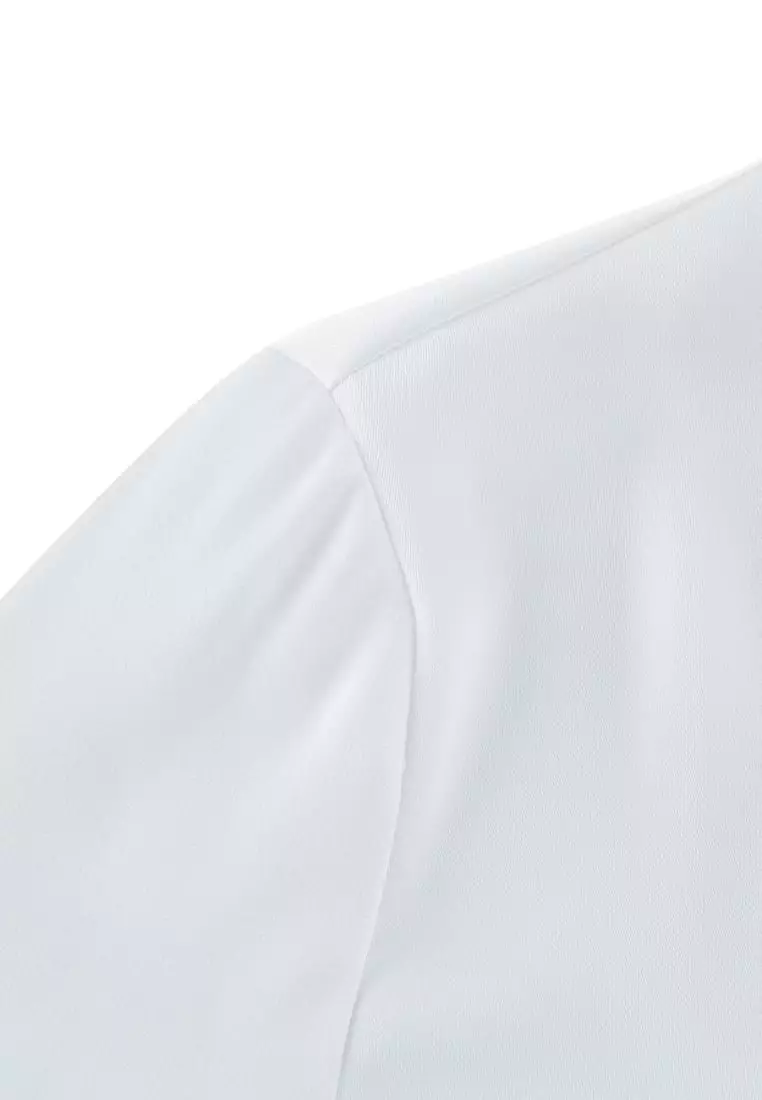 Satin Stand Collar Ruffled Long Sleeves Blouse