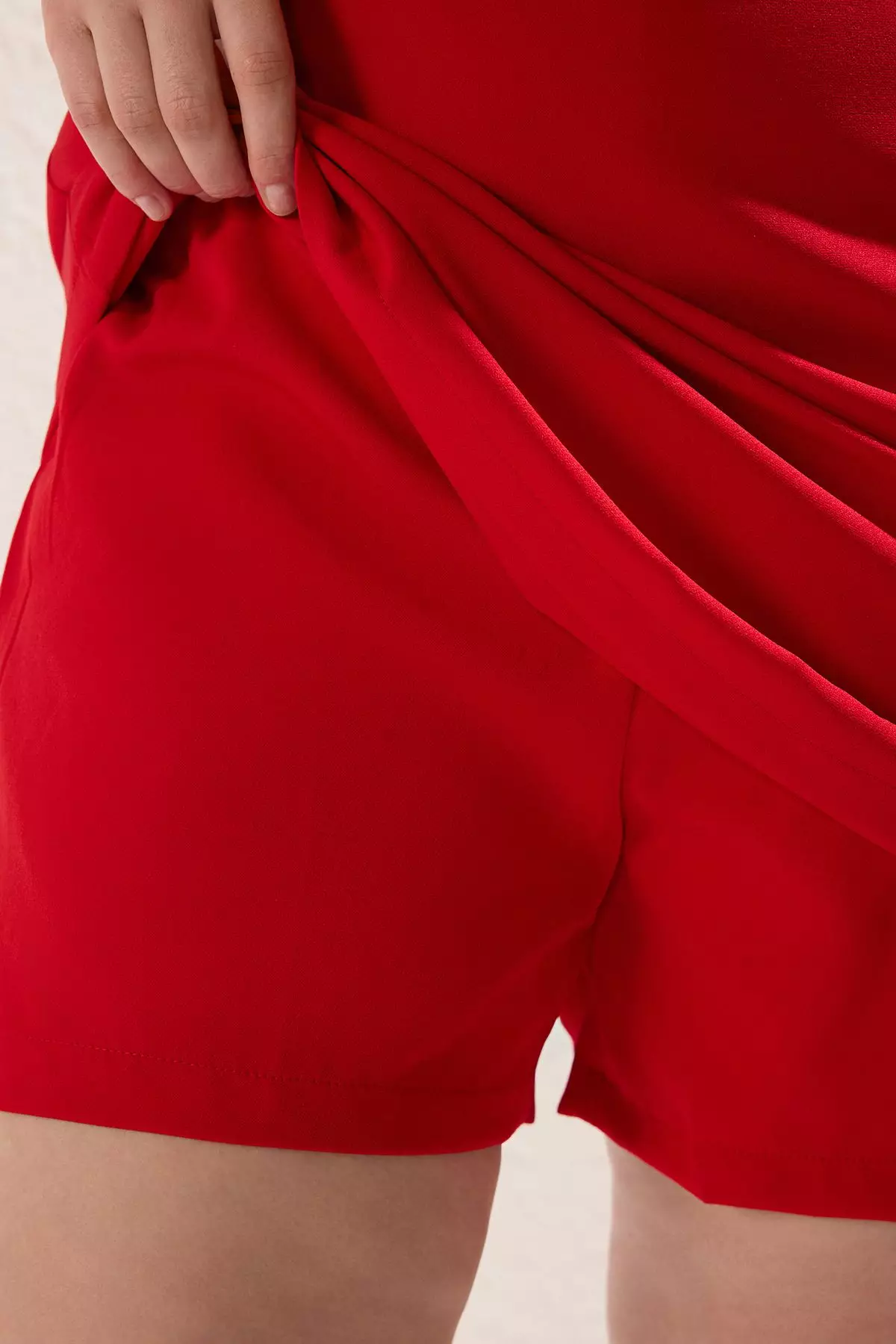 Square Neck Lining with Shorts Balloon Sleeves Woven Plus Size Dress