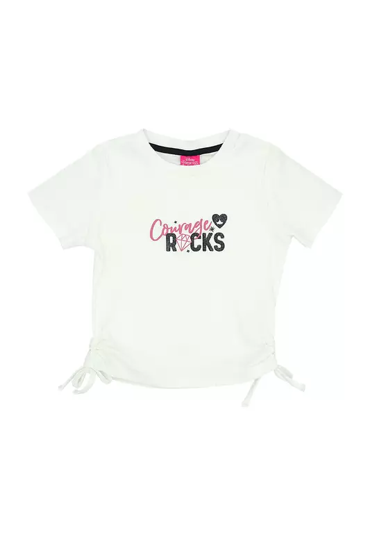 Princess Girls "Courage Rocks" Graphic Round Neck T-Shirt