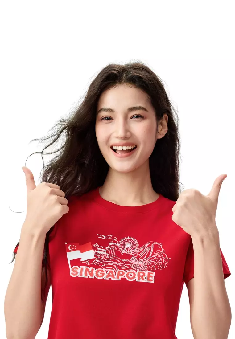 Giordano Women NDP 2026 Collection Regular Fit Crew Neck Graphic T-Shirt (Singapore National Day Parade Collection)