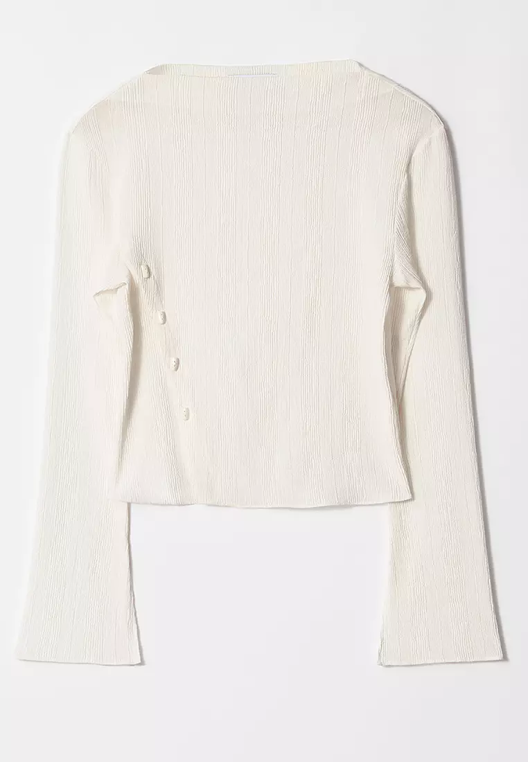 Boat-Neck Flared-Sleeve Top