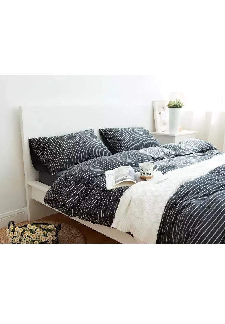 Buy Cotton Pure Cotton Pure™ Classic Black Stripes Jersey Cotton Bundle Bed  Set 2024 Online