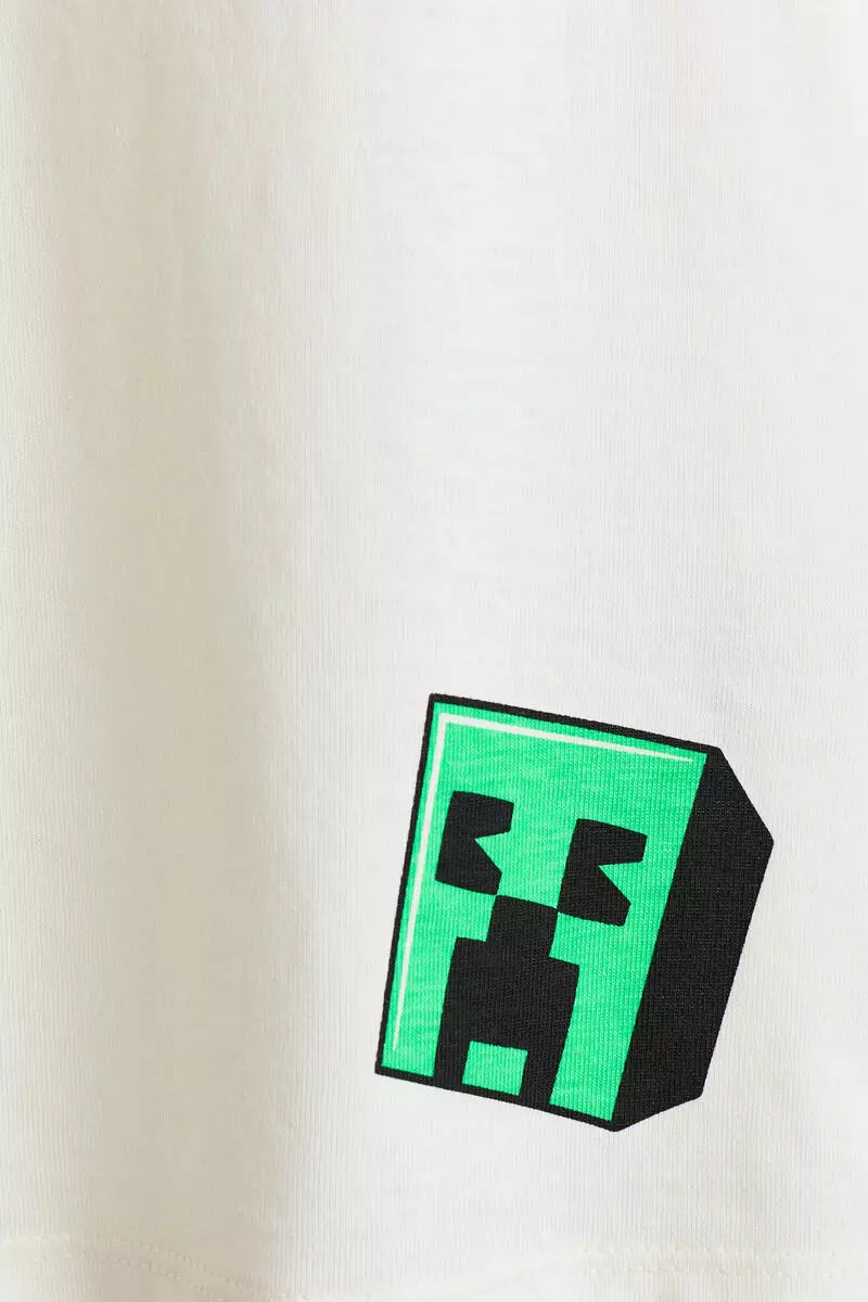 Print-motif cotton T-shirt