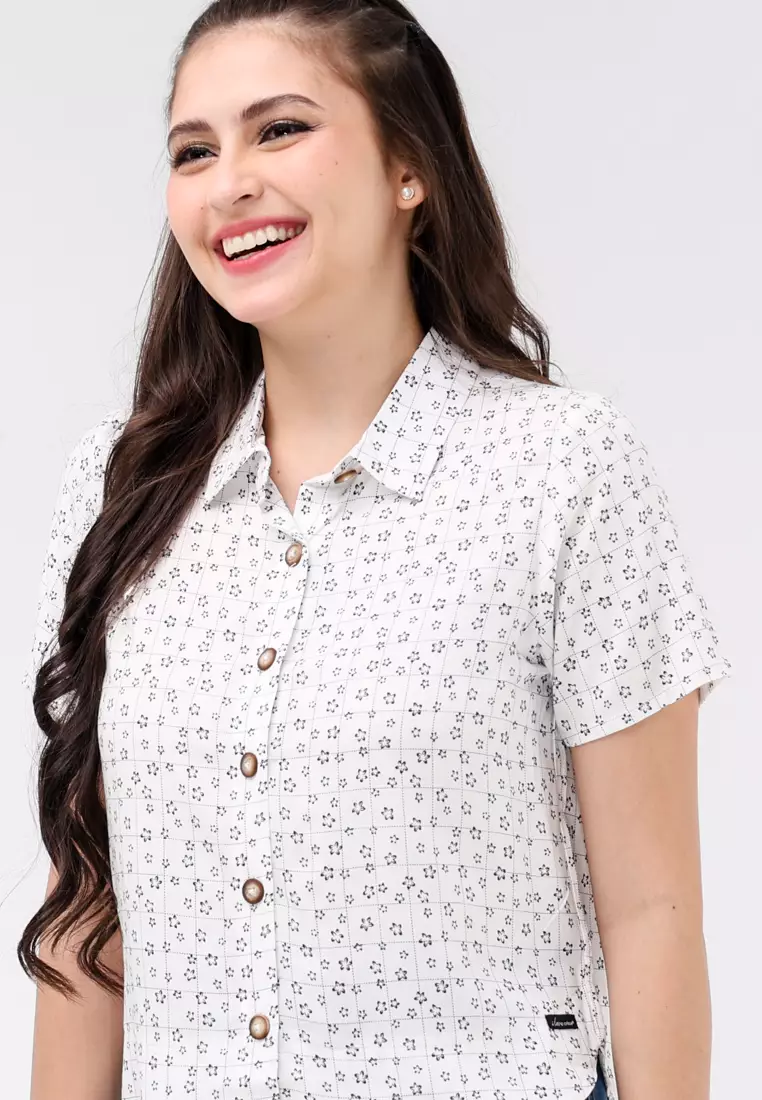 Woven Printed Rayon Short Sleeves Blouse